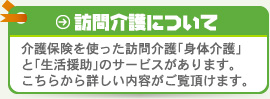 訪問介護について：介護保険を使った訪問介護「身体介護」と「生活援助」のサービスがあります。